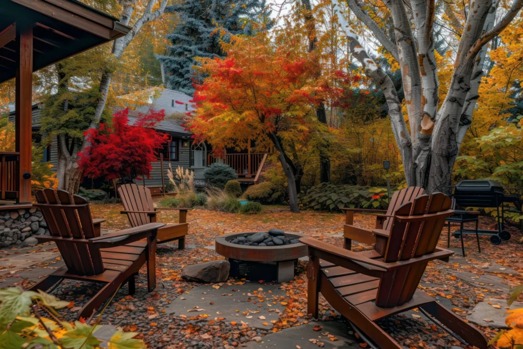 cozy fire pit with four chairs