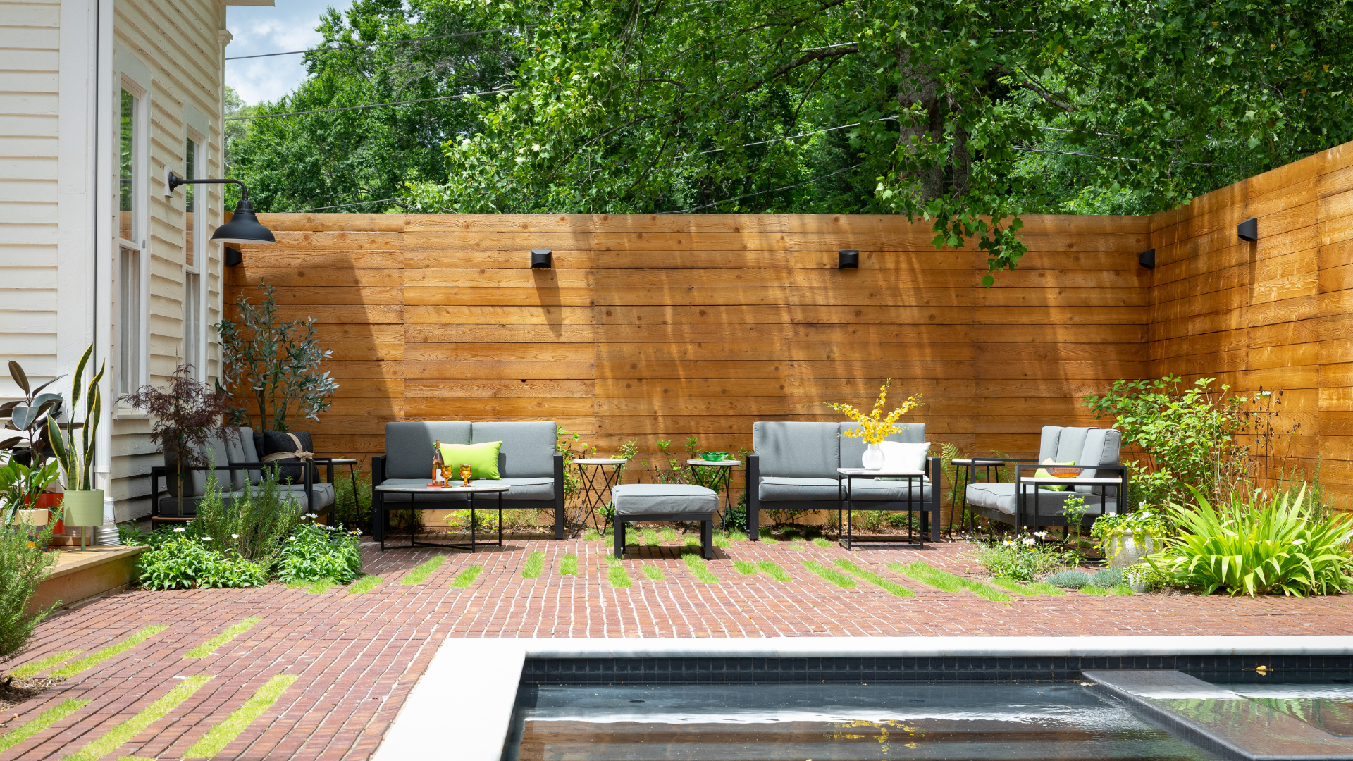 fencing and pool in backyard