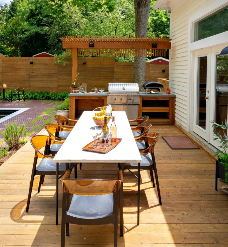 outdoor kitchen and table