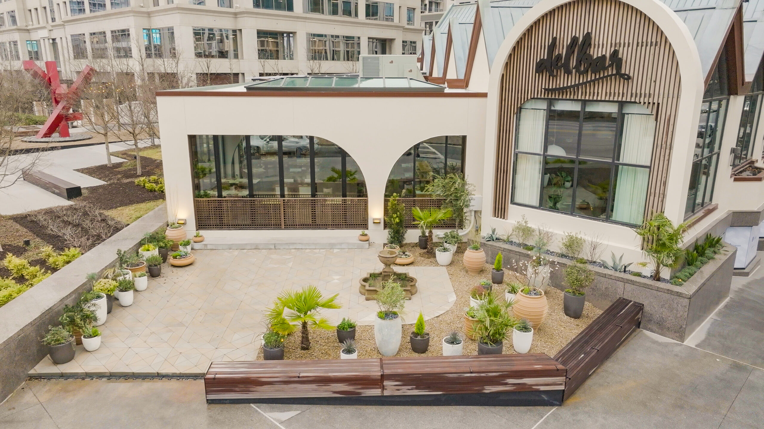 front of Delbar restaurant in Buckhead