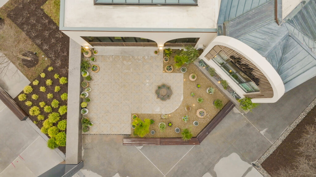 restaurant patio with plants